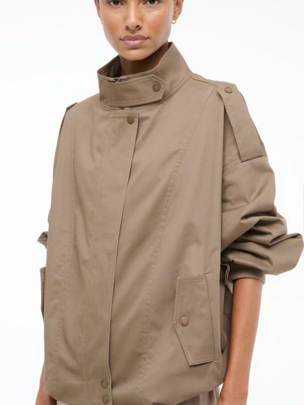 STAUD Tan Utility Jacket with High Collar